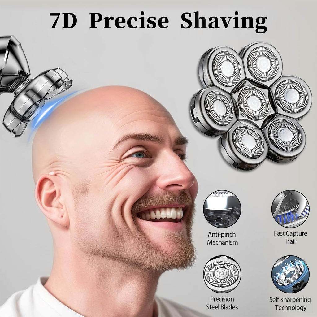 7 Heads Shaver Replacement Head for Head Shaver, Universal Hair Trimmer Blade for Bald Men.Compatible with many Brands Replacement Head Shave Razors Wet Dry Beard Shaver 7 Heads Head
