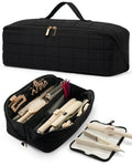 Noldena Hot Tools Travel Case with Heat Resistant Mat Pouch, Large Hair Tool Organizer Bag for Curling Iron Flat Iron Hair Dryer Hot Air Brush, Water Resistant Makeup Bag Gift for Women, Black
