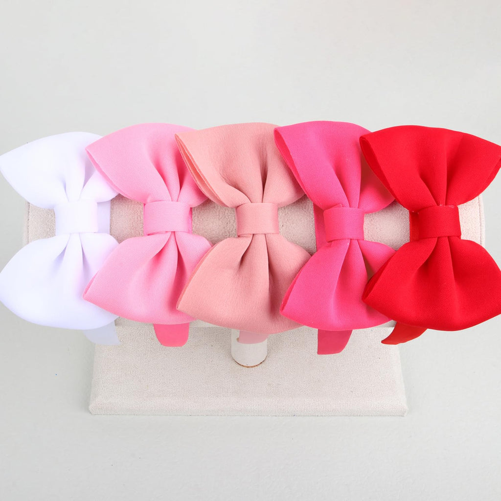 WJYX BOWS 10pcs Satin Fabric 5 inch Bow Headband Wide Hairband Simple and Plain Hair Hoop Hair Accessories for Women Girls