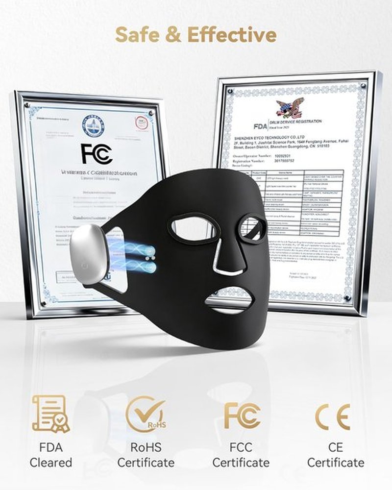 Skiennix Red Light Mask - Rechargeable Infrared Therapy Mask with 3 Custom Modes for Home Use