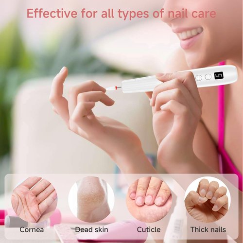 Electric Nail Filer, Professional Nail Drill Kit, Electric Nail Drill Kit, Portable File for Acrylic Gel Nails, Cordless Nail File Electric Manicure Pedicure Tools with Drill Bits for Home Salon