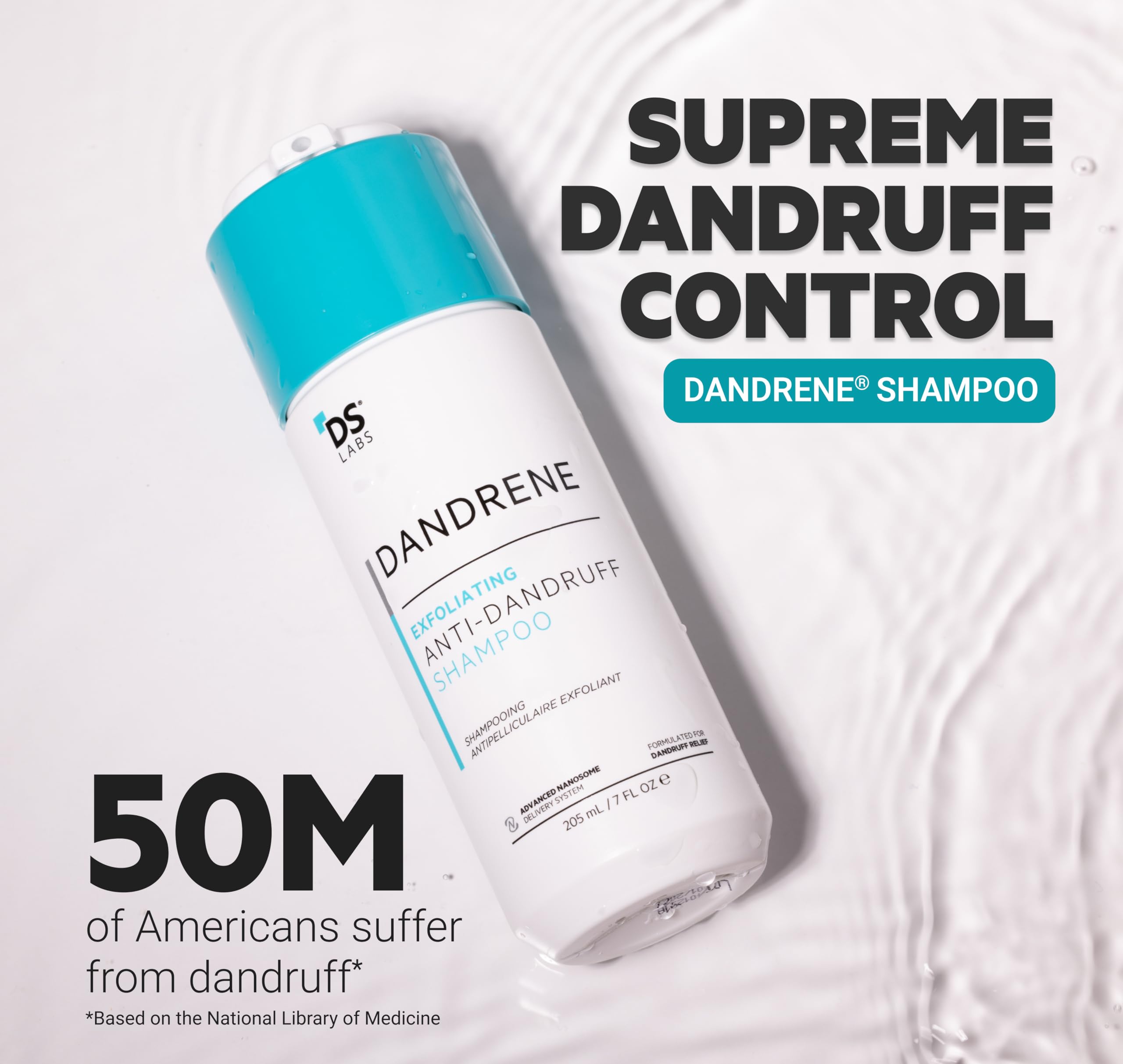 DS Labs Revita Shampoo & Dandrene Anti-Dandruff Shampoo Bundle - Supports Hair Density & Scalp Health, Strengthening, Thickening, Flake Control, For Men & Women