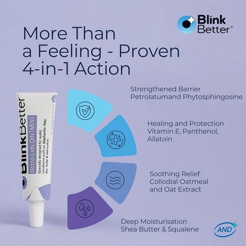 BlinkBetter BetterLids Eyelid Ointment - Deep Moisturizing Formula with Oat Complex & Shea Butter - 0.34 oz