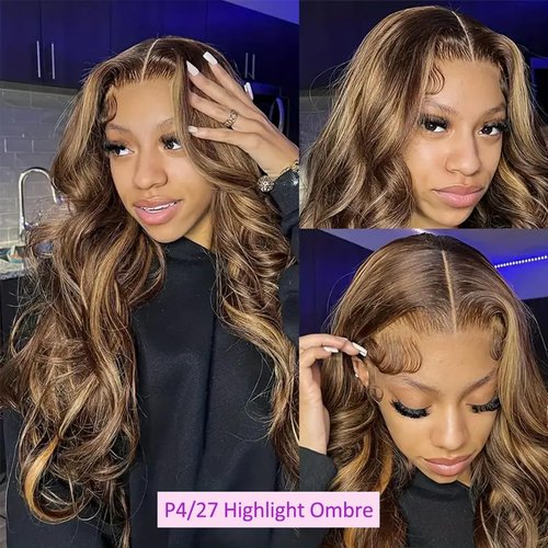 Boifit 22 Inch Honey Blonde 5x5 Ombre HD Lace Front Wig Human Hair Highlight Body Wave Closure Lace Frontal Glueless Wigs Pre Plucked, Real Human Hair Wig