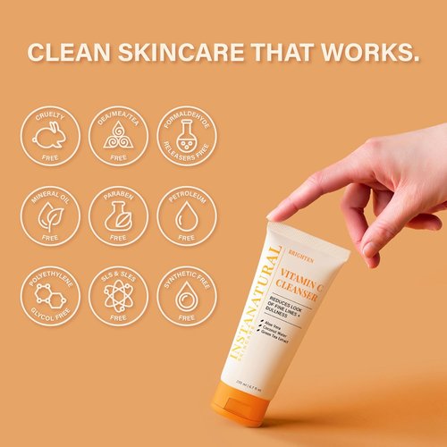 InstaNatural Vitamin C Cleanser - All-Natural Face Wash for Brightening & Uneven Texture | 6.7 FL Oz