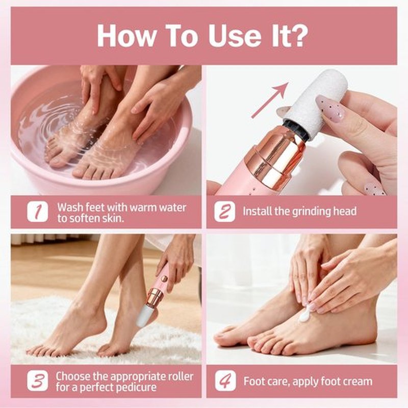 KIMUSE Electric Foot Callus Remover, Callus Remover for Feet Rechargeable Pedicure Tool Kit, Removes Dry Skin for Smoother Feet, Foot Care for Cracked & Dead Skin Ideal Gift, with 3 Grinding Heads