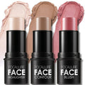 FOCALLURE Cream Contour Sticks Set - 3 Pcs with Highlighter, Bronzer & Blush | Non-Greasy, Long-Wear, Lightweight Finish - Light-Medium
