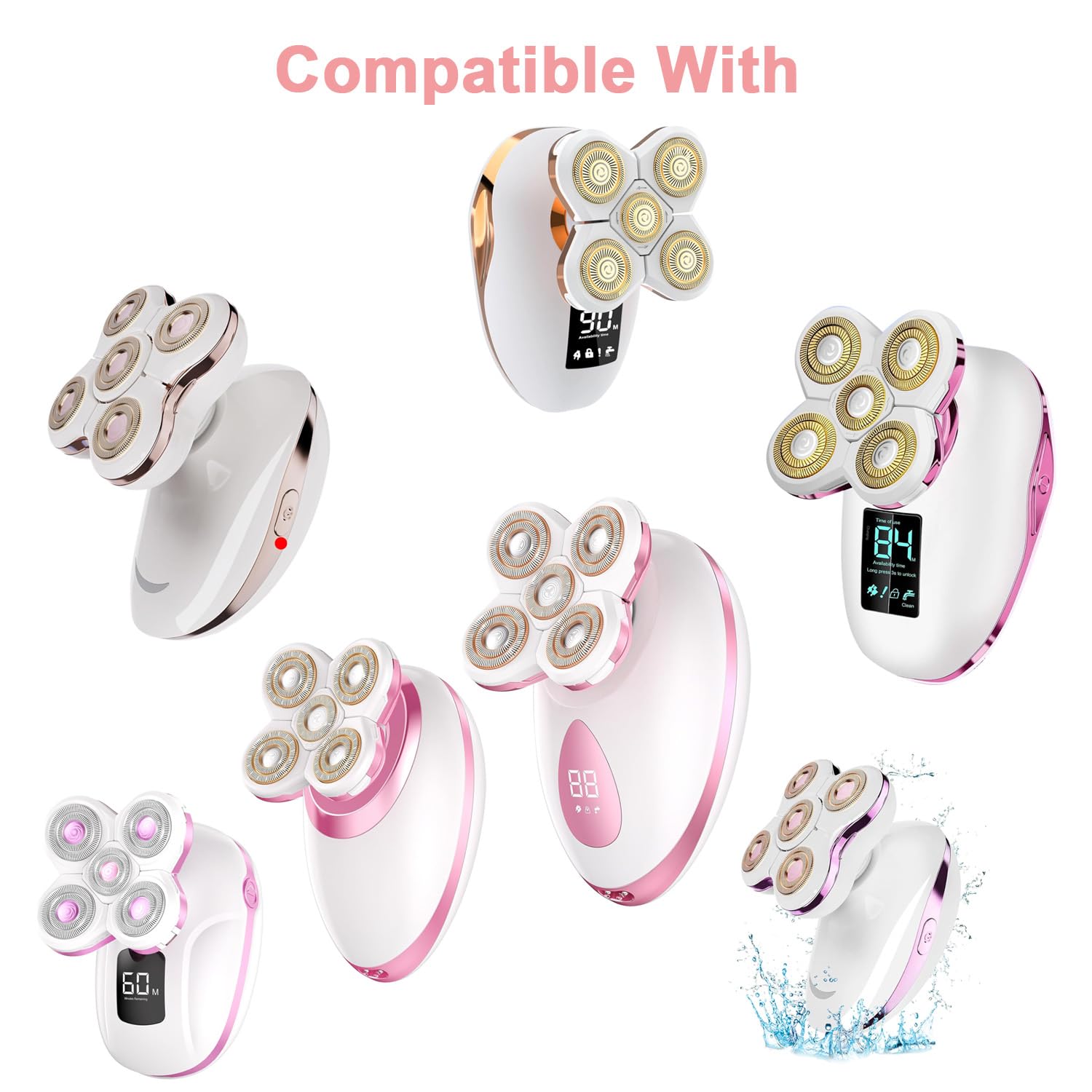 Universa 5 Blades Replacement Heads for Mainstream head shaver brands, Head Shaver Replacement Blades (5 Gold)