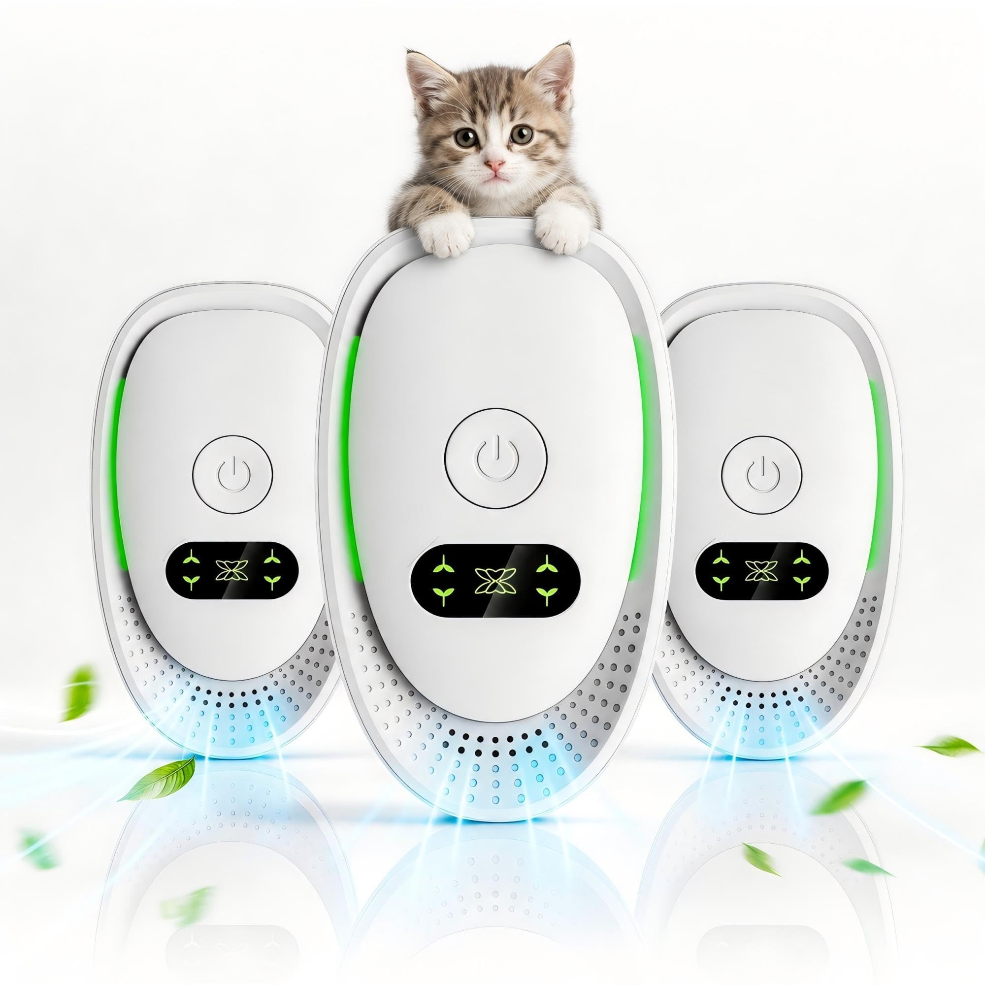 Air Ionizers 3 Pack, Small Negative Ion Air Purifiers for Home, Bedroom, Office, Kitchen & Travel, Low Noise Portable Air Freshener for Odor, Smoke, Dust, Pets, Fresh Odor Eliminator Kit