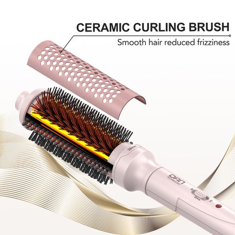Thermal Brush,1.5 Inch Heated Round Brush,Dual Voltage Travel CurlingBrush, Ceramic Curling brushs for Blowout Look,Non-Blowing Heated Round Brushs,Dual PTC Fast Style Thermal RoundBrush, (Pink)