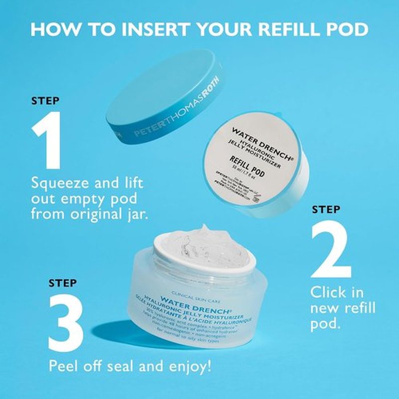 Peter Thomas Roth | Water Drench® Hyaluronic Jelly Moisturizer Refill Pod - Fragrance-Free, Non-Comedogenic, Acne-Safe for Normal to Oily Skin