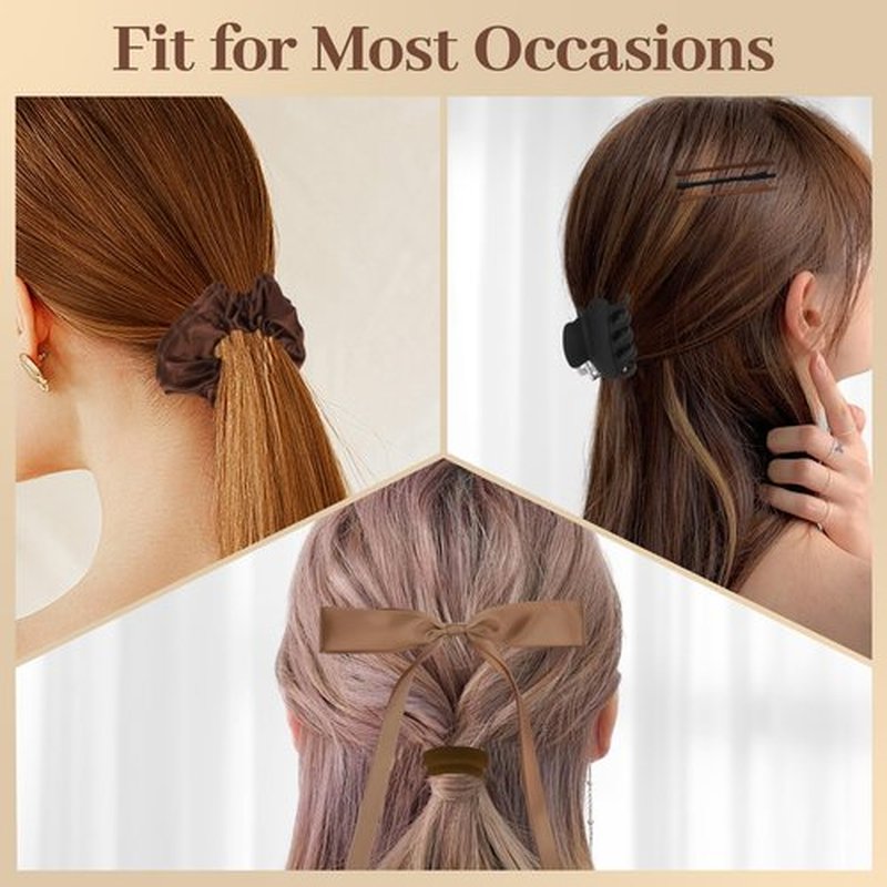 860Pcs Hair Accessories Set for Woman, Bow Hair Clips Hair Scrunchies Bobby Pins Claw Hair Clips Seamless Cotton Ponytail Holders Hair Ties Rubber Elastic Hair Bands with Organizer Box