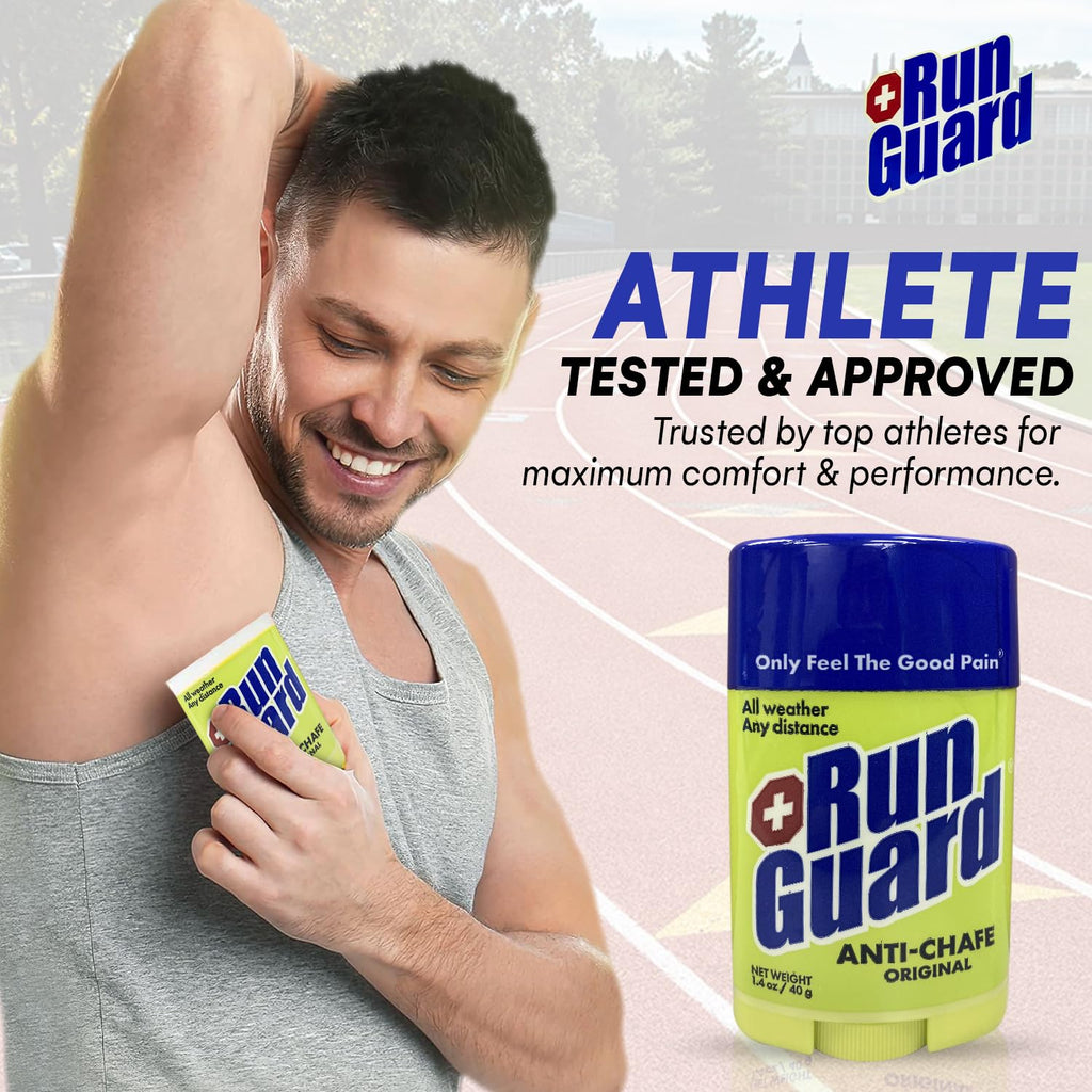 RunGuard Original Anti-Chafing Balm - Highly Effective USA Made Chafe Stick for Runners & Athletes - Sweat & Water-Resistant Formula - Sports Running Anti Chafe Soothing Balm Stick - 40g