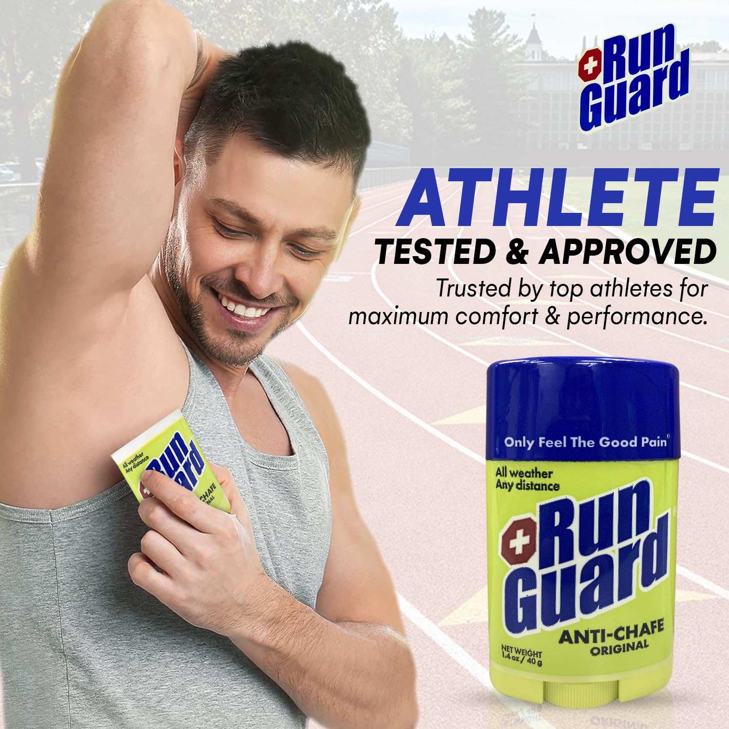 RunGuard Original Anti-Chafing Balm - Highly Effective USA Made Chafe Stick for Runners & Athletes - Sweat & Water-Resistant Formula - Sports Running Anti Chafe Soothing Balm Stick - 40g
