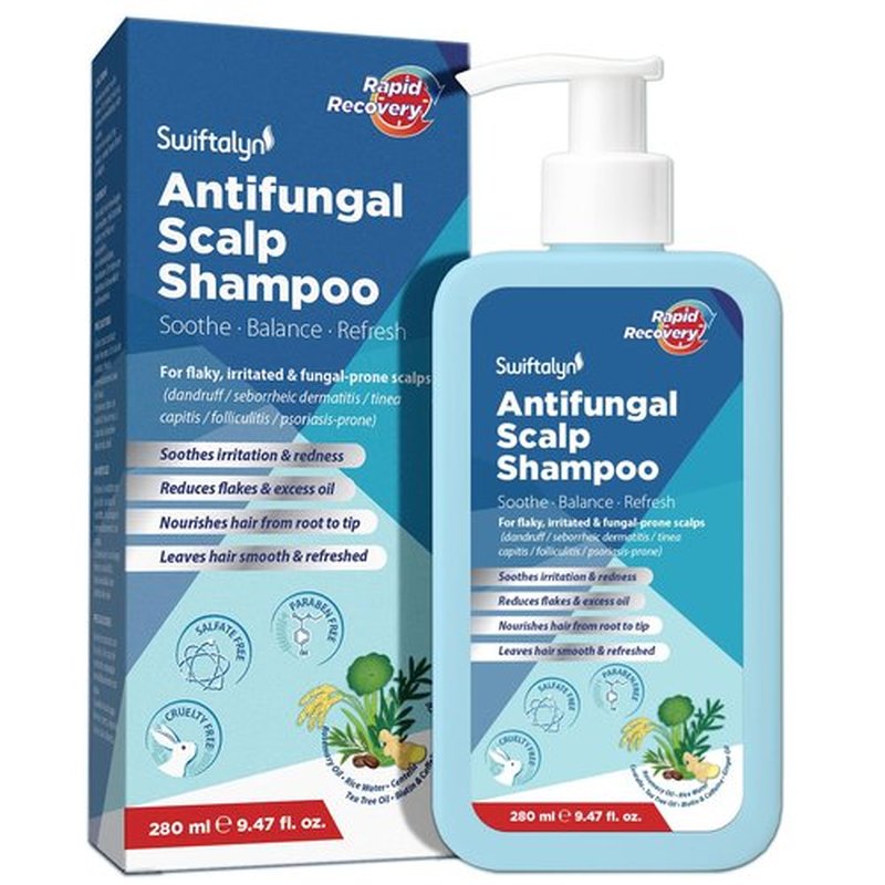 Swiftalyn Antifungal Shampoo for Seborrheic Dermatitis & Folliculitis: Psoriasis, Dandruff & Scalp Ance Shampoo for Men & Women – Soothes Itchy, Flaky Scalp – Sulfate-Free Formula