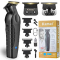 KEMEI 2299 Hair Trimmer for Men, Zero Gapped T-Blade Clippers for Edging & Lining, Cordless Barber Liners with Extra Replacement Blade, USB Rechargeable Grooming Kit for Beard & Dry Shaving (Black)