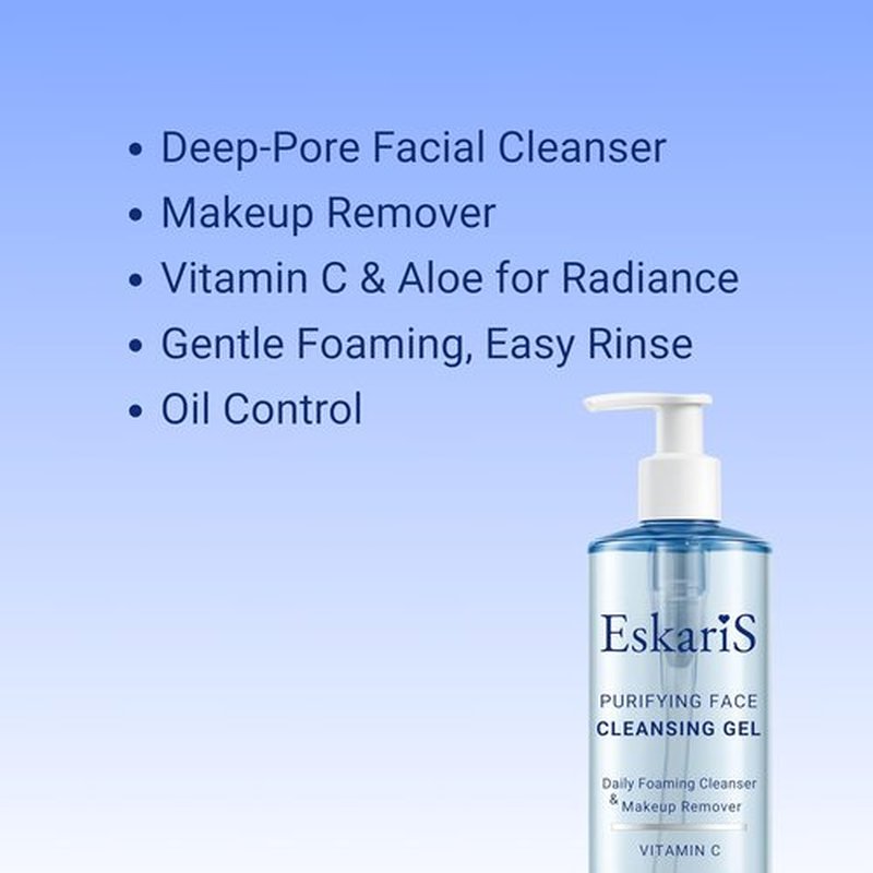 Purifying Face Cleansing Gel by [Brand Name] - Vitamin C & Aloe Vera Daily Foaming Cleanser | 13.52 oz (400 ml)