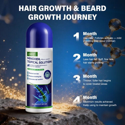 6 Pack 5% Minoxidil for Men and Women,Minoxidil Beard and Hair Growth Serum(Biotin-Infused) with Sponge Applicator for Thinning Hair and Sparse Beards,8-Month Supply 6 x 2.7 FL OZ