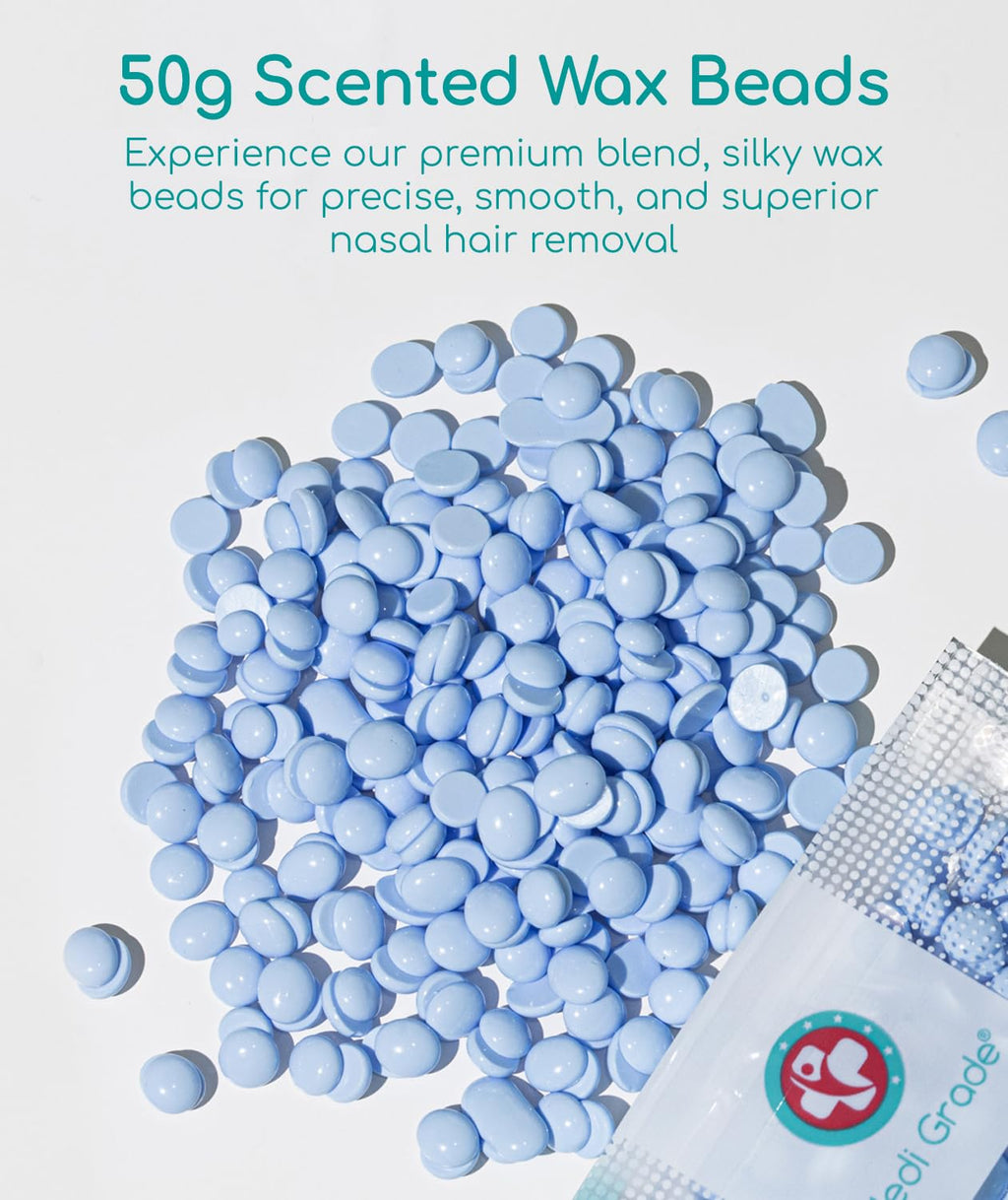 Medi Grade Nose Waxing Beads and Replacement Tips for the Medi Grade Nose Waxing Kit - Eco-friendly, Cost Effective Waxing Beads Refill for Unsightly, Itchy Nasal Hair - 50g of Beads and 26 Tips