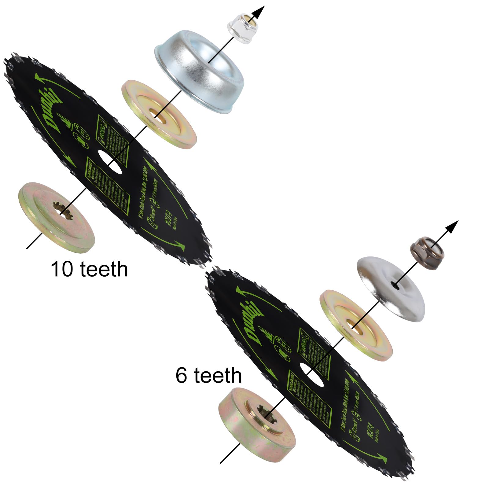 Dunhi Brush Cutter Blade Kit– 2 Pack 9"/230mm 20 Teeth Metal Brush Cutter Blades Saw Chain Weed Eater Trimmer with Adapter Kits for stihl