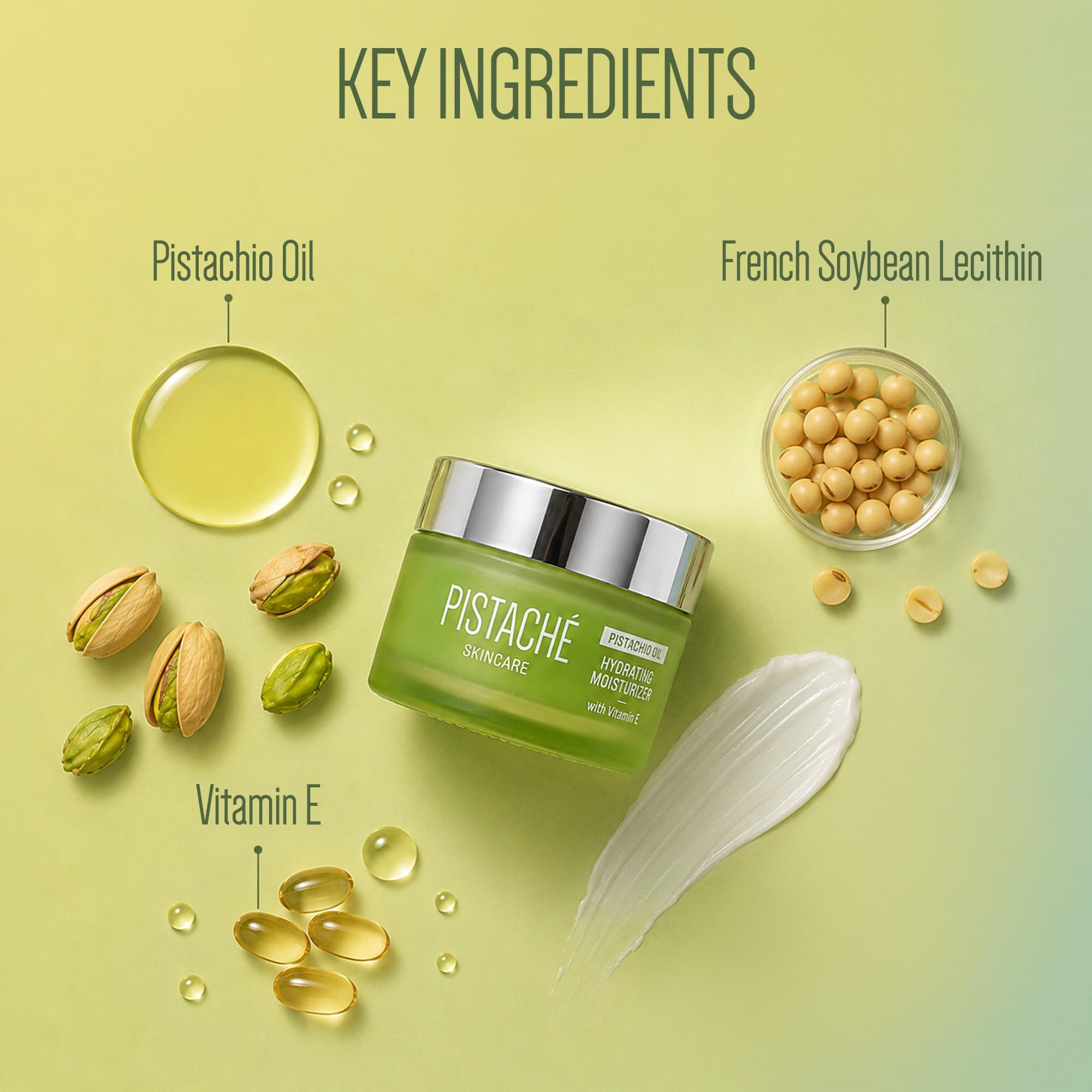 Pistaché Skincare Pistachio Oil Face Moisturizer | Hydrating & Nourishing Cream with Vitamin E & Antioxidants for Face, Neck & Chest, 1.7 oz