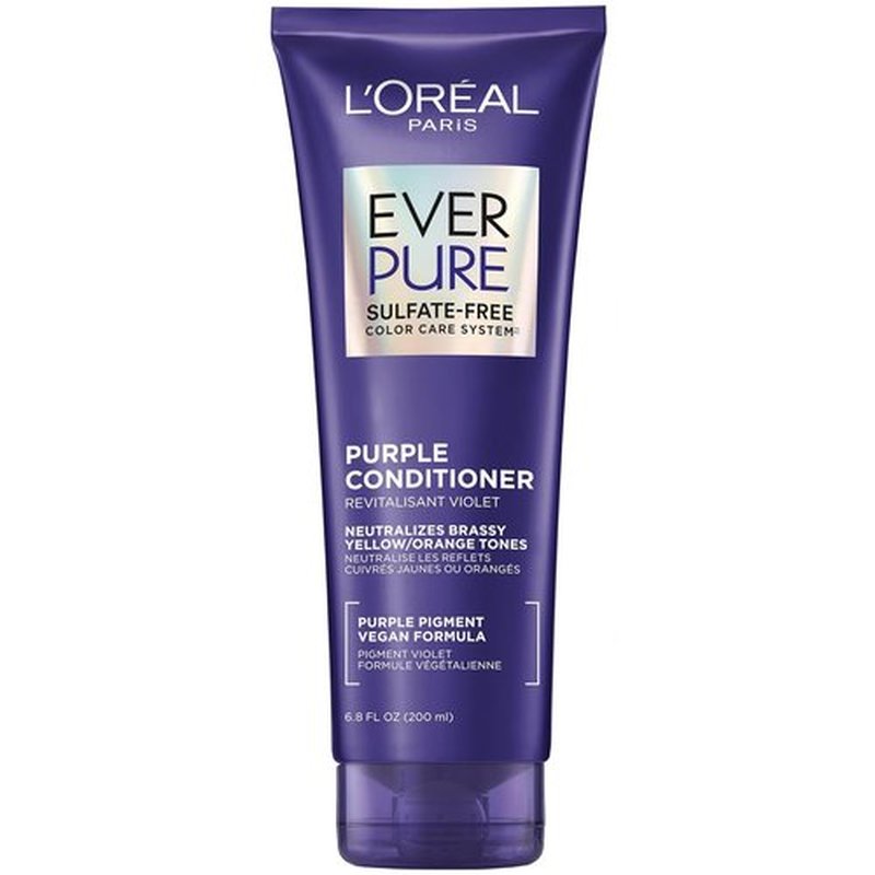 L’Oreal Paris EverPure Sulfate Free Purple Conditioner - Tones Brass for Blonde & Silver Hair | 6.8 Fl Oz