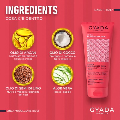 GYADA Curl Defining Cream - Frizz Control Leave-In for Curly & Wavy Hair with Moroccan Argan Oil - 6.76 fl oz