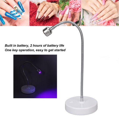 Cryfokt LED Black Light, 3W LED Desk Lamp with Flexible Gooseneck, 60S Timing LED Nail Lamp for Gel Polish, Glue, Face Paint, Room - USB Charging