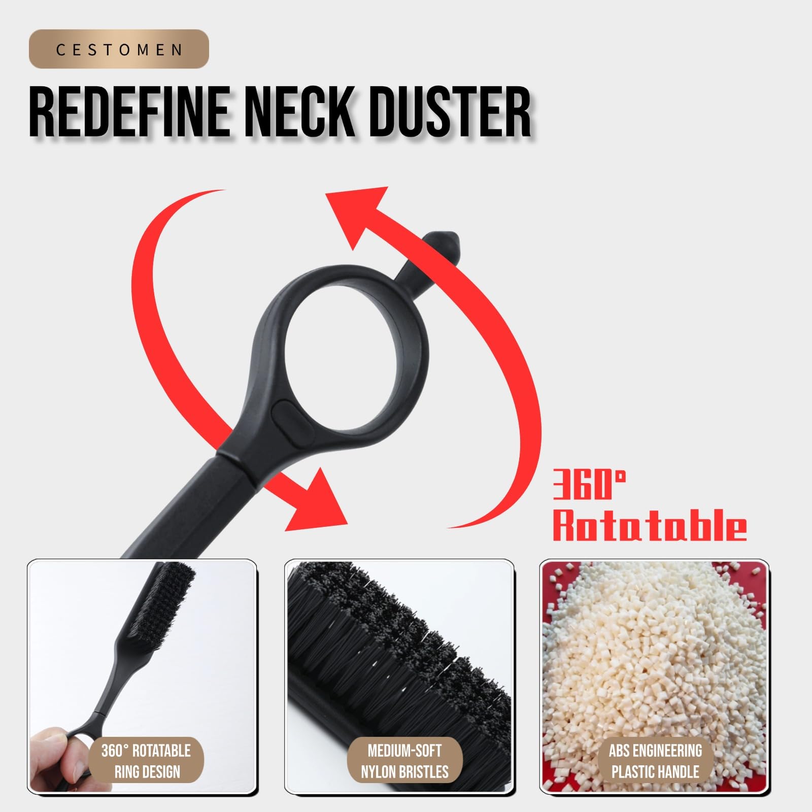 2Pcs 360°Rotatable Barber Blade Cleaning Brush, Barber Clipper Brush Fading Brush Neck Duster for Hair Cutting Barber and Home Use