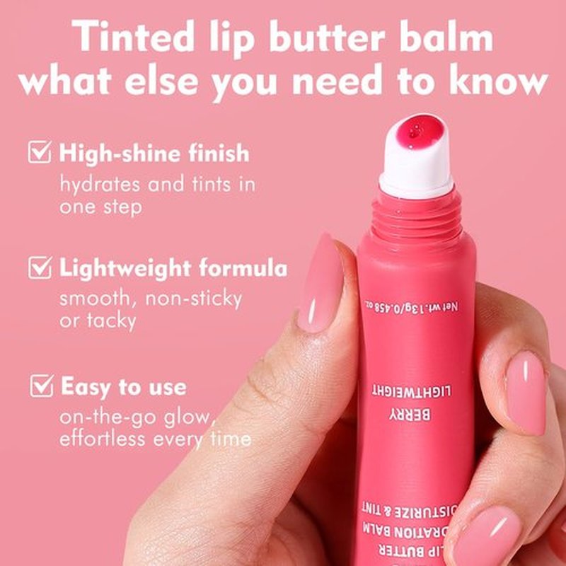 KIMUSE 6 Pcs Tinted Lip Butter Hydration Balm Set, 6 Flavored Shades Hydrating Plumping Gloss with Hyaluronic Acid & Vitamin E, Sheer Tint, Non-Sticky | Vegan Lip Care Makeup for Dry Lips & Daily