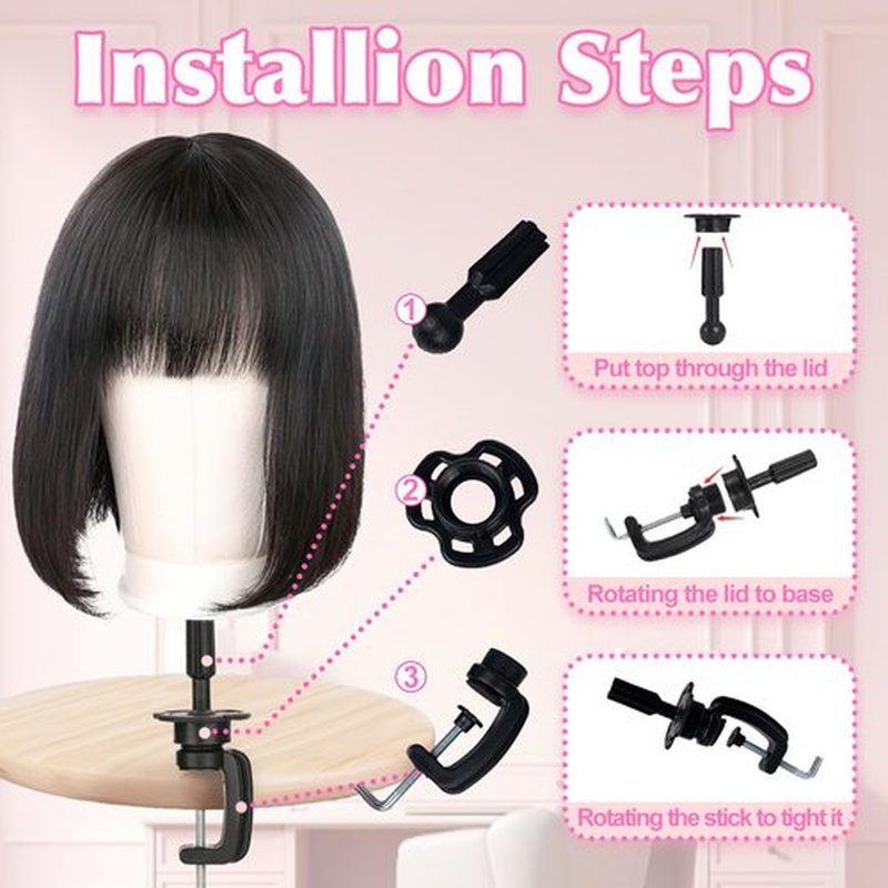 Firstwon 22 Inch Wig Head Mannequin Head for Wigs, Wig Stand with Head for Hair Styling Practice Display Wigs Making Tripod Stand with T Pins Set