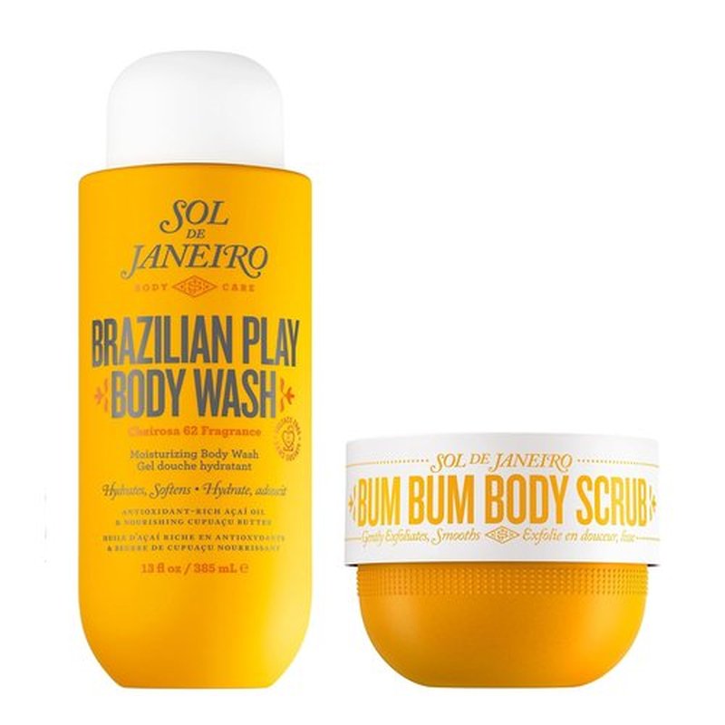 Sol de Janeiro Body Wash & Bum Bum Scrub Duo - Nourishing Shower Set for Radiant Skin