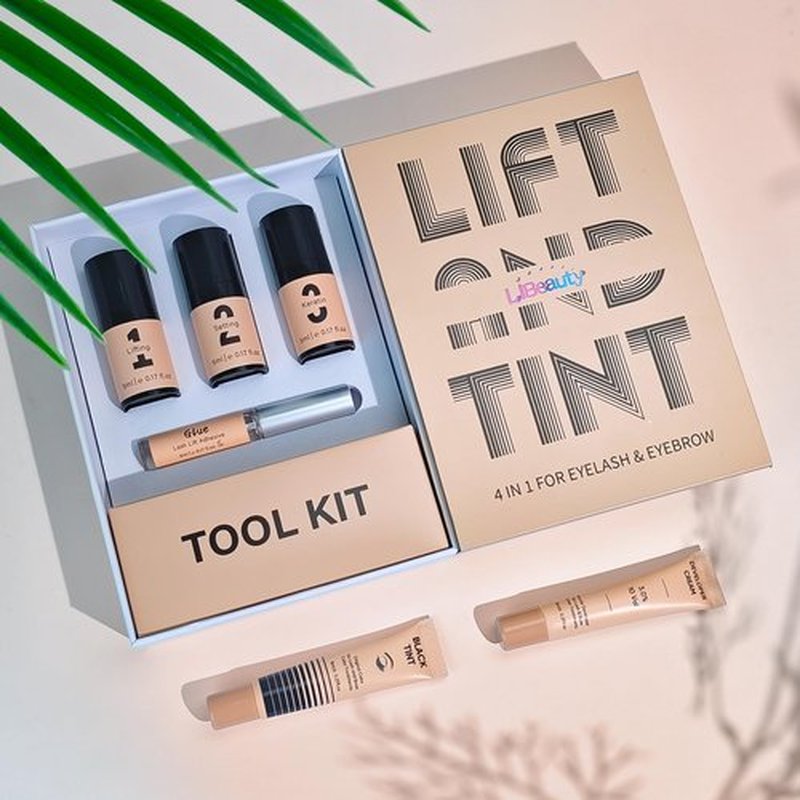 Libeauty Lash Lift and Color Kit Black with Full Tool Set Brow Lamination and Color Kit Vacuum Pump Design for Beginner & Eyelash Artist Easy To Use At Home & Salon (With lash lift liquid glue)