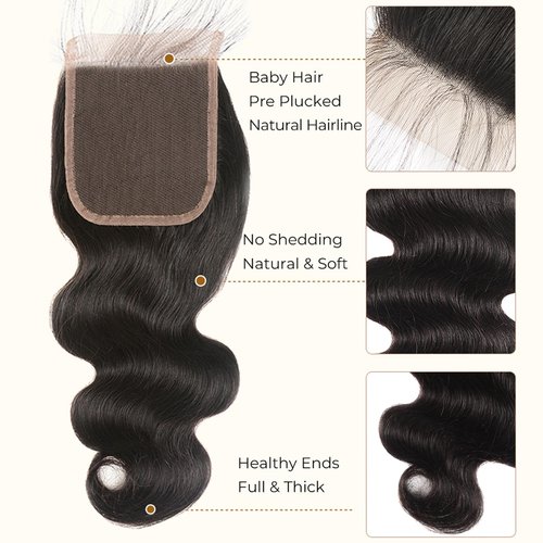Body Wave Bundles with Closure Human Hair 12 12 12 14 14 with 10 Inch 4x4 HD Lace Closure 12A Raw 100% Virgin Human Hair Extensions Body Wave 5 Bundles and Closure Quick Weave Bundle for Women