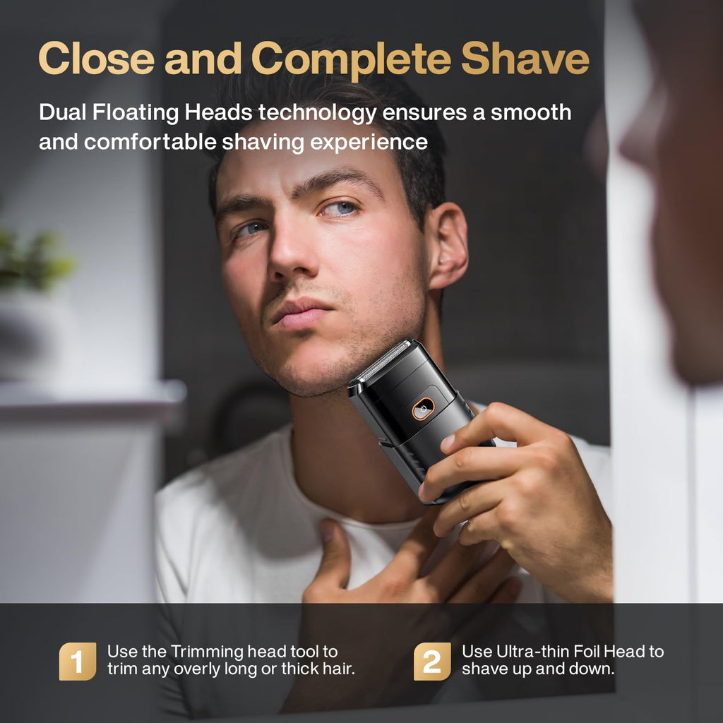 Electric Razor for Men, Foil Shaver and Beard Trimmer | for Dry and Wet,Battery LED Display USB-C Fast Charge, IPX7 Waterproof Portable Travel Shaver