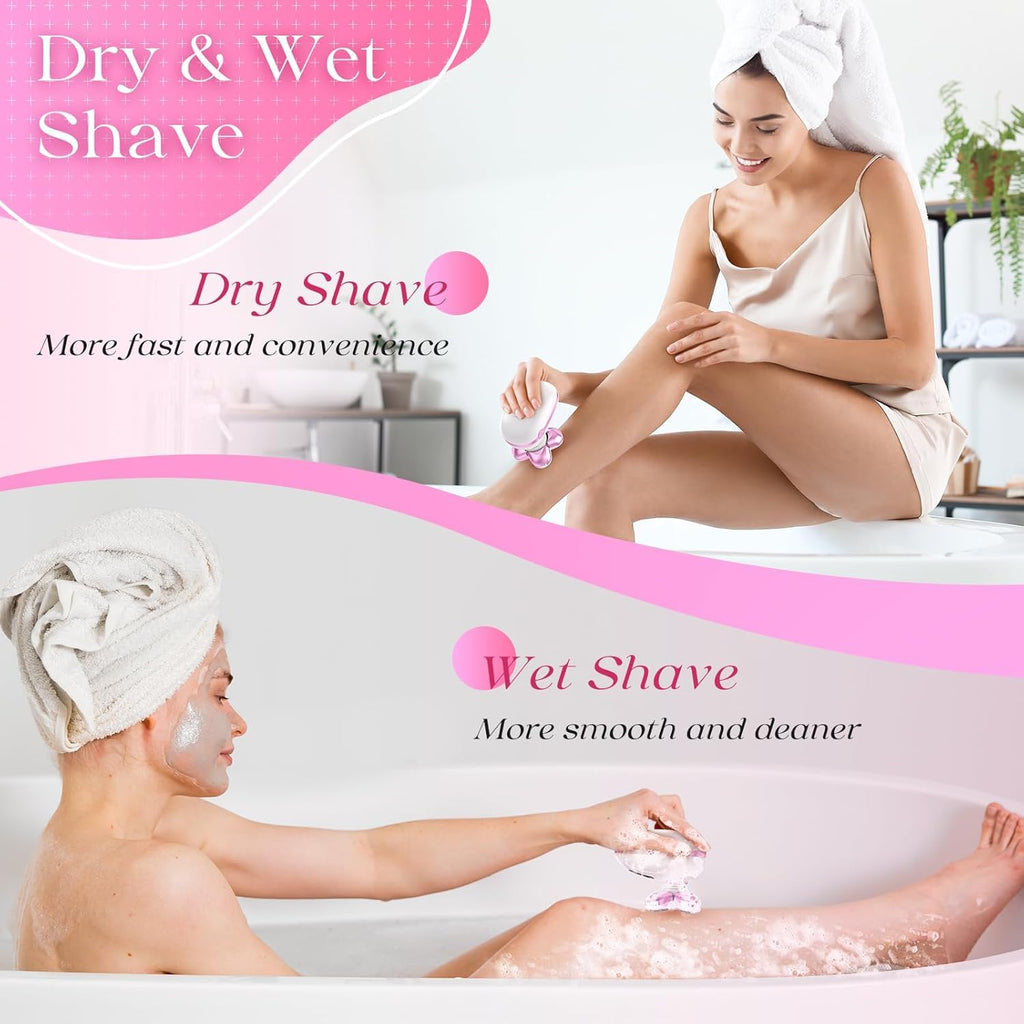 Electric Razors for Women Legs, Rechargeable Rotary Painless Shaver for Legs Bikini Facial Hair Removal,