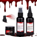 3PCS Halloween Fake Blood Makeup Kit 5.04oz - 2.04oz Fake Blood Spray, 2.04oz Dripping Blood, 1.36oz Coagulated Gel Blood, Realistic Washable Fake Blood Makeup for Zombie Vampire Clown Monster Cosplay