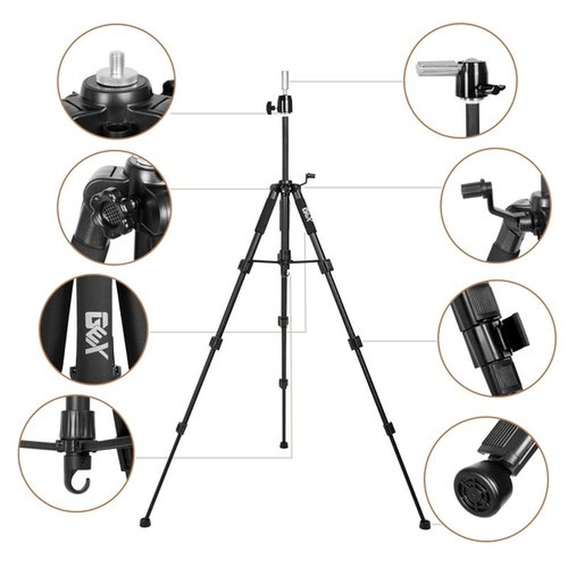 GEXWORLDWIDE 55" Mannequin Tripod Stand Canvas Block Training Doll Manikin Head Wig Stand for Cosmetology Hairdressing (Black)