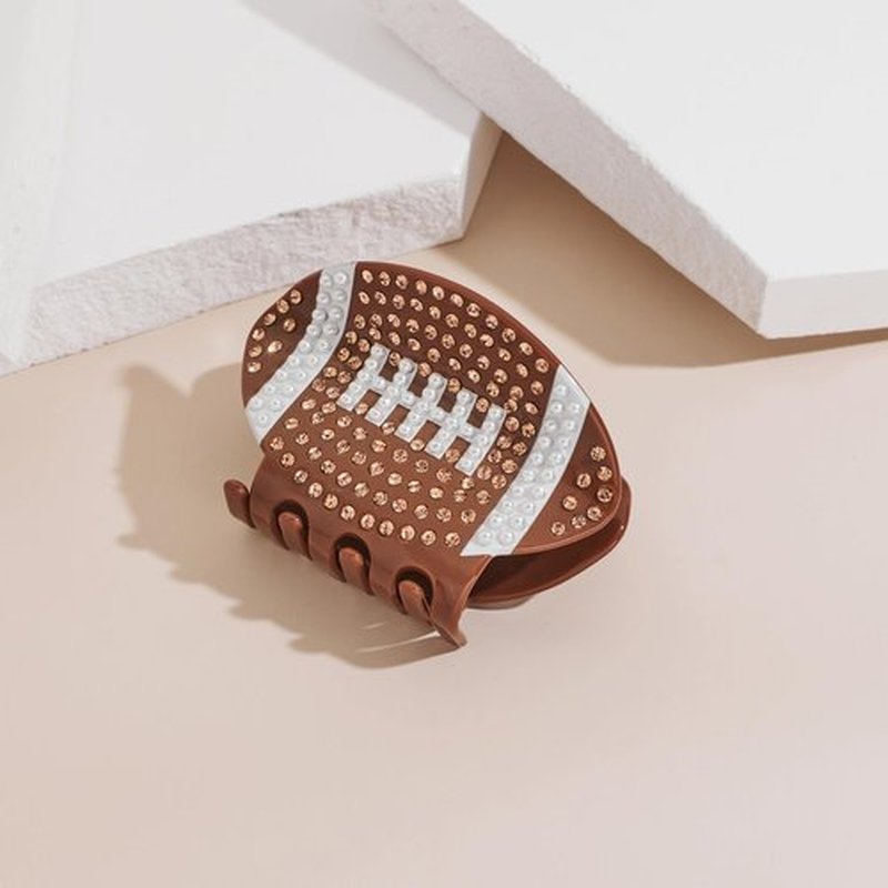 HolidayQbee Brown Acrylic Hair Clips For Women With Football Hair Clip Sport Brown Hair Clip With Claw Fashion Strong Hair Fix Claw Clips