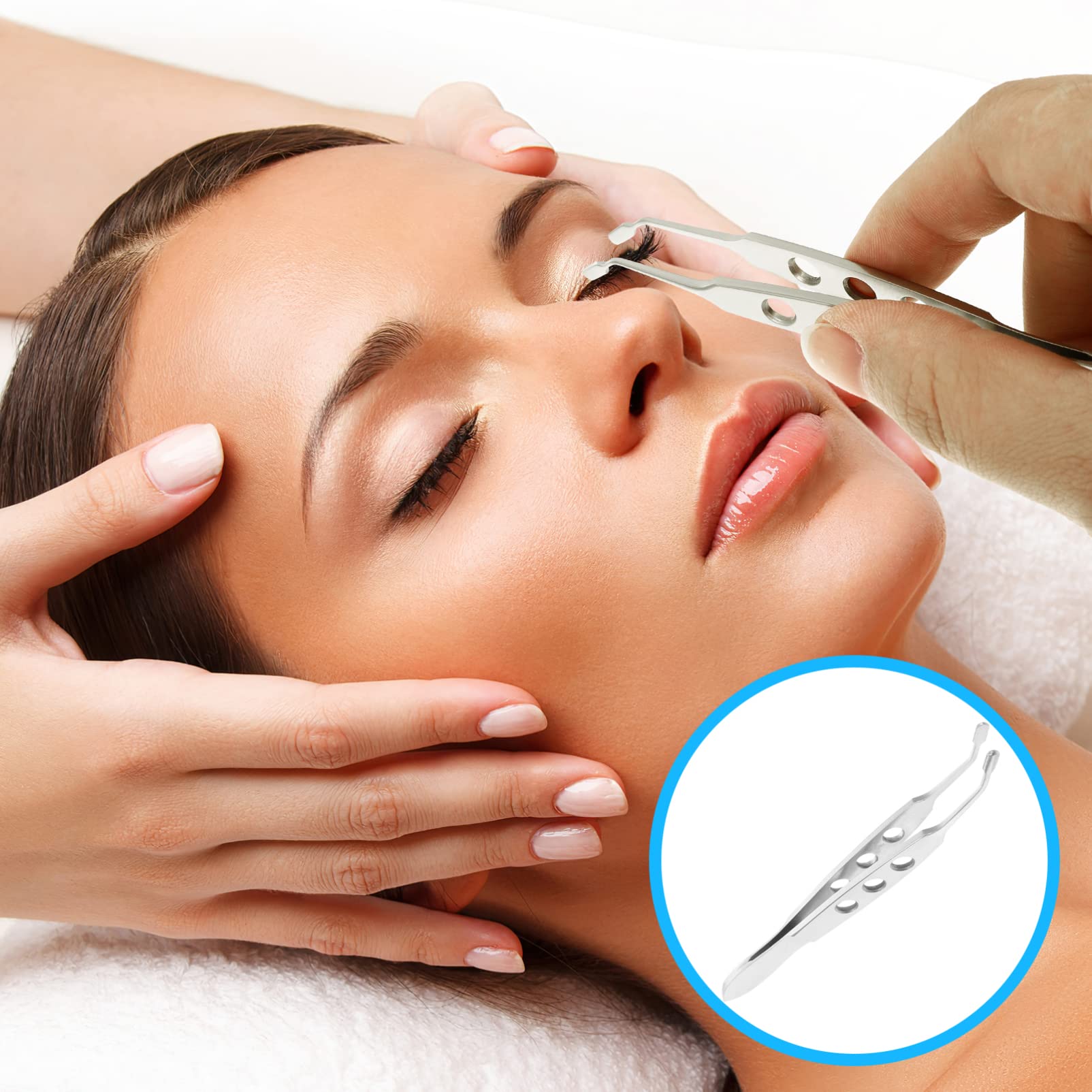Meibomian Gland Expressor, Stainless Steel Eyelid Massage Forceps, Precision Face Care Tweezer Tool with Rectangle Tip for Dry Eyes