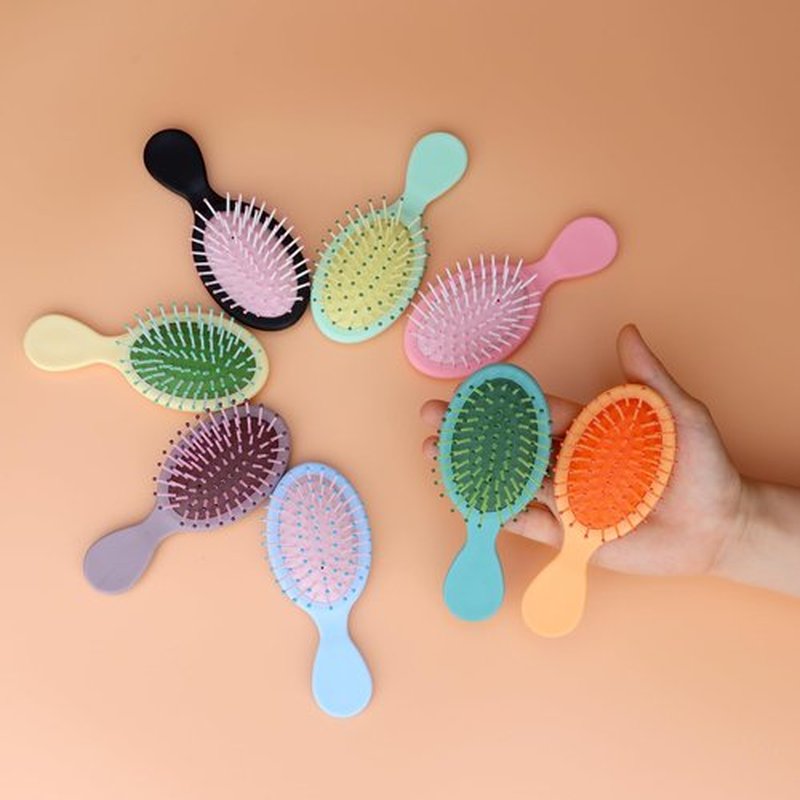8 Pack Mini Soft Bristle Detangler Pocket Paddle Hair Brushes in 8 Colors for Men and Women - Travel-Friendly