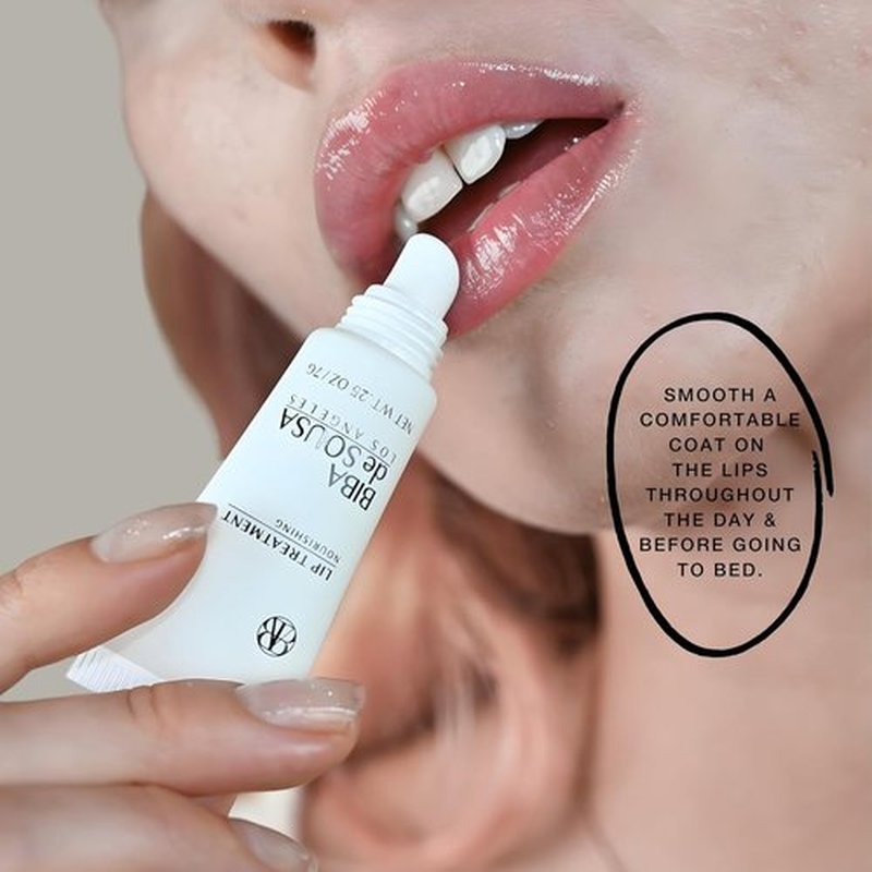 Biba De Sousa Lip Treatment - Moisturizing Balm with Peptides & Squalane for Dry Lips | 0.25 oz Clear