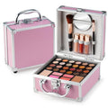 Color Nymph Beginner Makeup Kit - 24-Color Eyeshadow Palette, Blushes, Bronzer & Lipstick | Pink Cosmetic Train Case Included