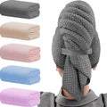 Wuwahold Microfiber Hair Towels, Waffle Hair Towel Set, Super Soft Highly Absorbent, Sturdy Quick Drying Turbans for Long, Thick, Curly Hair (5 Pack, 40" x 20")