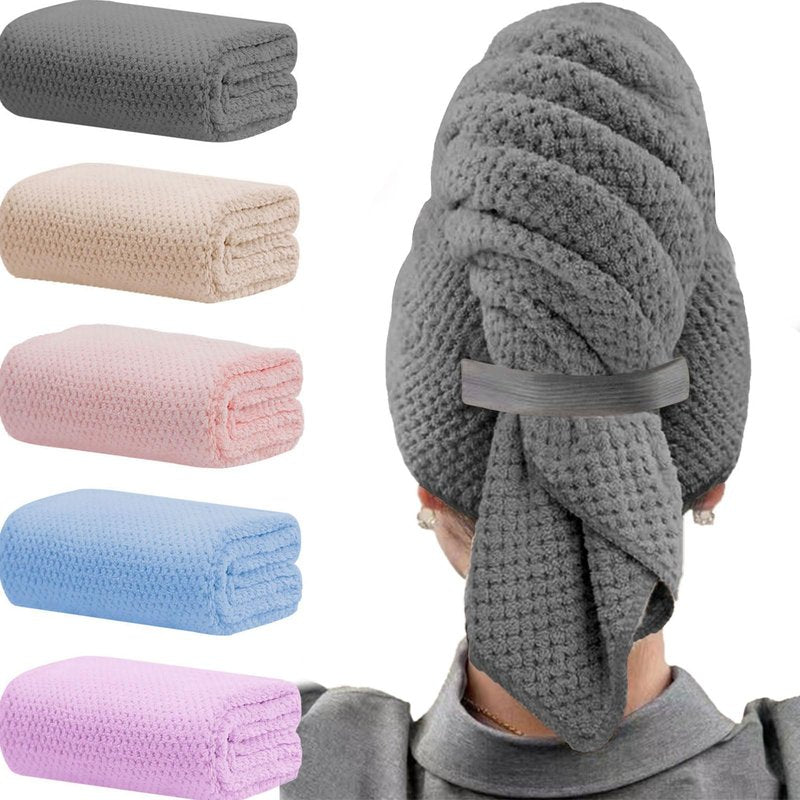 Wuwahold Microfiber Hair Towels, Waffle Hair Towel Set, Super Soft Highly Absorbent, Sturdy Quick Drying Turbans for Long, Thick, Curly Hair (5 Pack, 40" x 20")