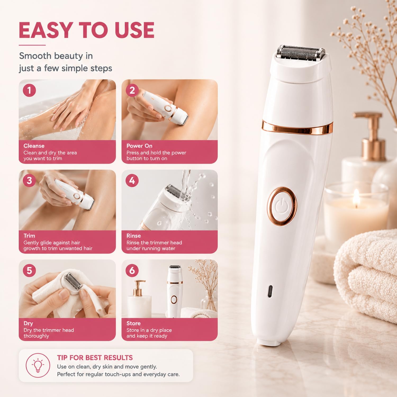 7-in-1 Electric Razors for Women,Bikini Trimmer for Women, Waterproof & USB Rechargeable with Body Hair Trimmer,Eyebrow Trimmer, Nose Hair Clipper,Callus Remover &Facial Cleansing Brush,Gifts for Lady