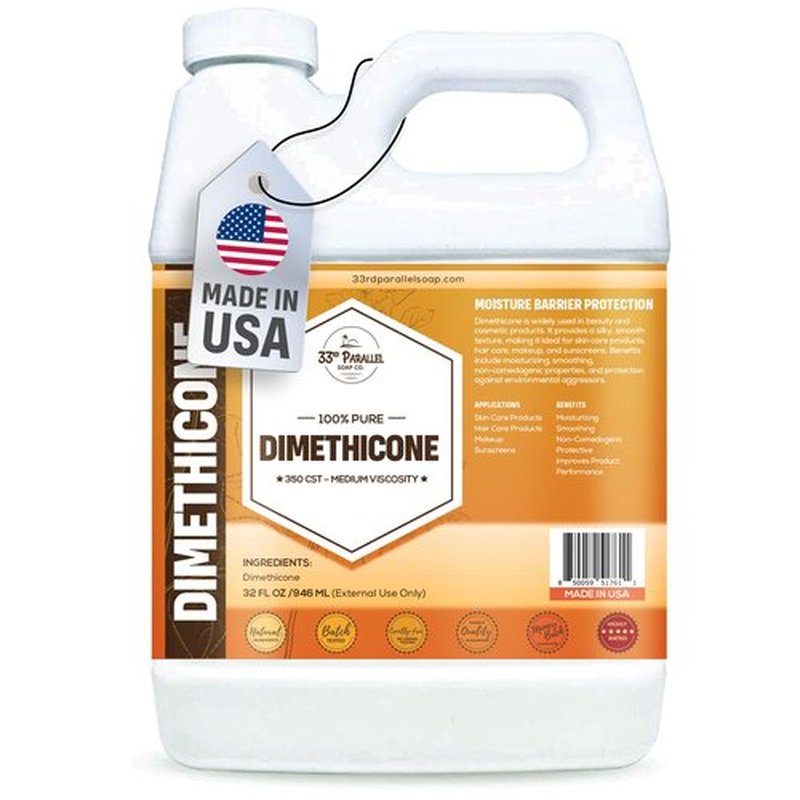 33rd Parallel | DIMETHICONE Oil (32 oz) 100% Pure, Cosmetic Grade | Widely Used in Moisturizers, Lotions, Primers, Foundations, Hair Products, Sunscreen, Wound Care | 32 Ounces