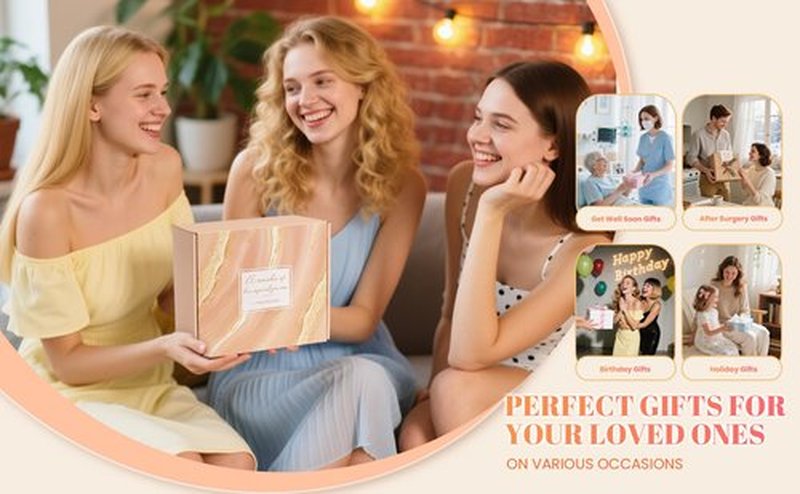 Mothers Day Gifts for Mom Wife Grandma Daughter Friends Sister, Happy Birthday Gifts for Women Mom Her Friend Sister Wife Grandma, Self Care Gift Get Well Relaxing Spa Gift Basket Set