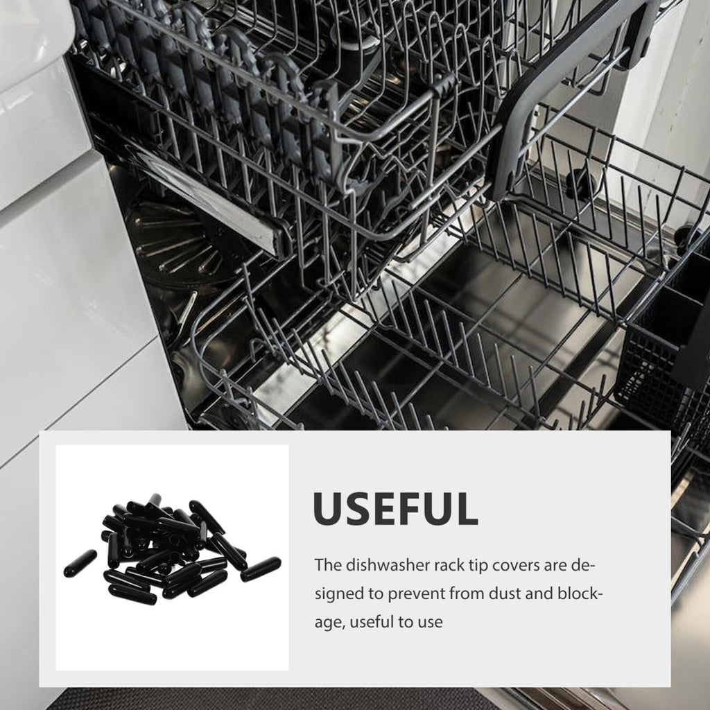 Uonlytech Dishwasher Rack Tip Protectors 200 Pcs Black Prong End Caps for Repair Coating Covers Easy to Install Durable Dishwasher Rack End Caps