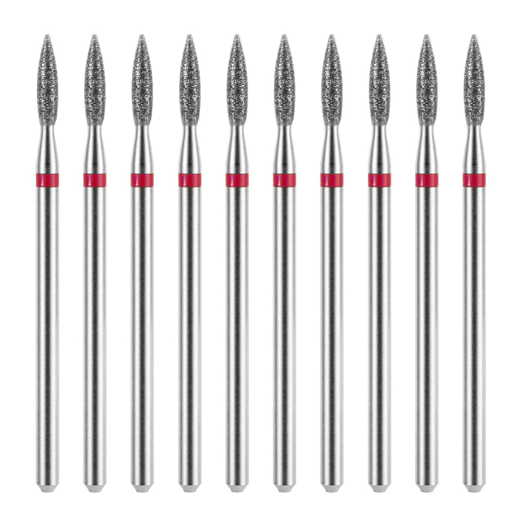 10 Piece Diamond Flame Cuticle Drill Bits with Case 3/32'' Cuticle Nail Drill Bits Electric Nail File Machine Cuticles Bit Manicure Pedicure Polishing Kit for Nails Salon Manicure